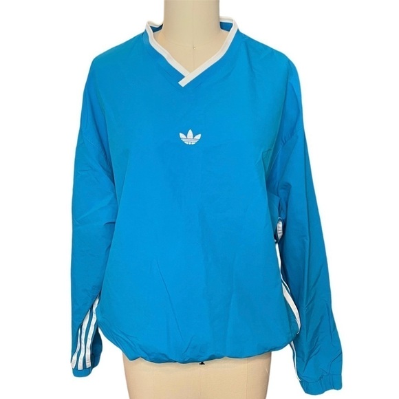 Adidas Wind Pullover Jacket Gender Neutral Teal Blue V Neck EUC - Picture 7 of 14